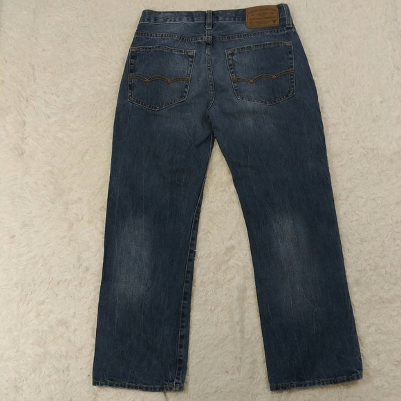American Eagle Outfitters Original Blue Dark Wash Mid Rise Straight Denim Jean - Picture 5 of 8